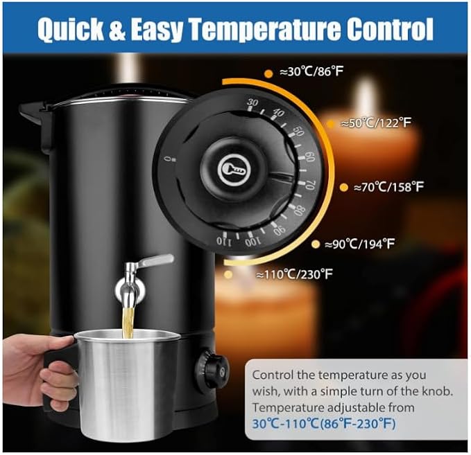 BLACK URN 35L BLACK Double Walled Black Wax Melter for Candle Making DEMO
