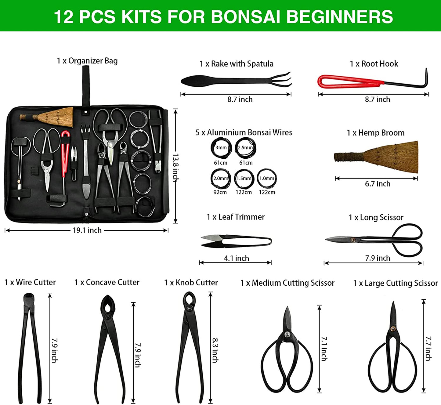 Carbon Steel Gardening Bonsai Tool Set for Trimming