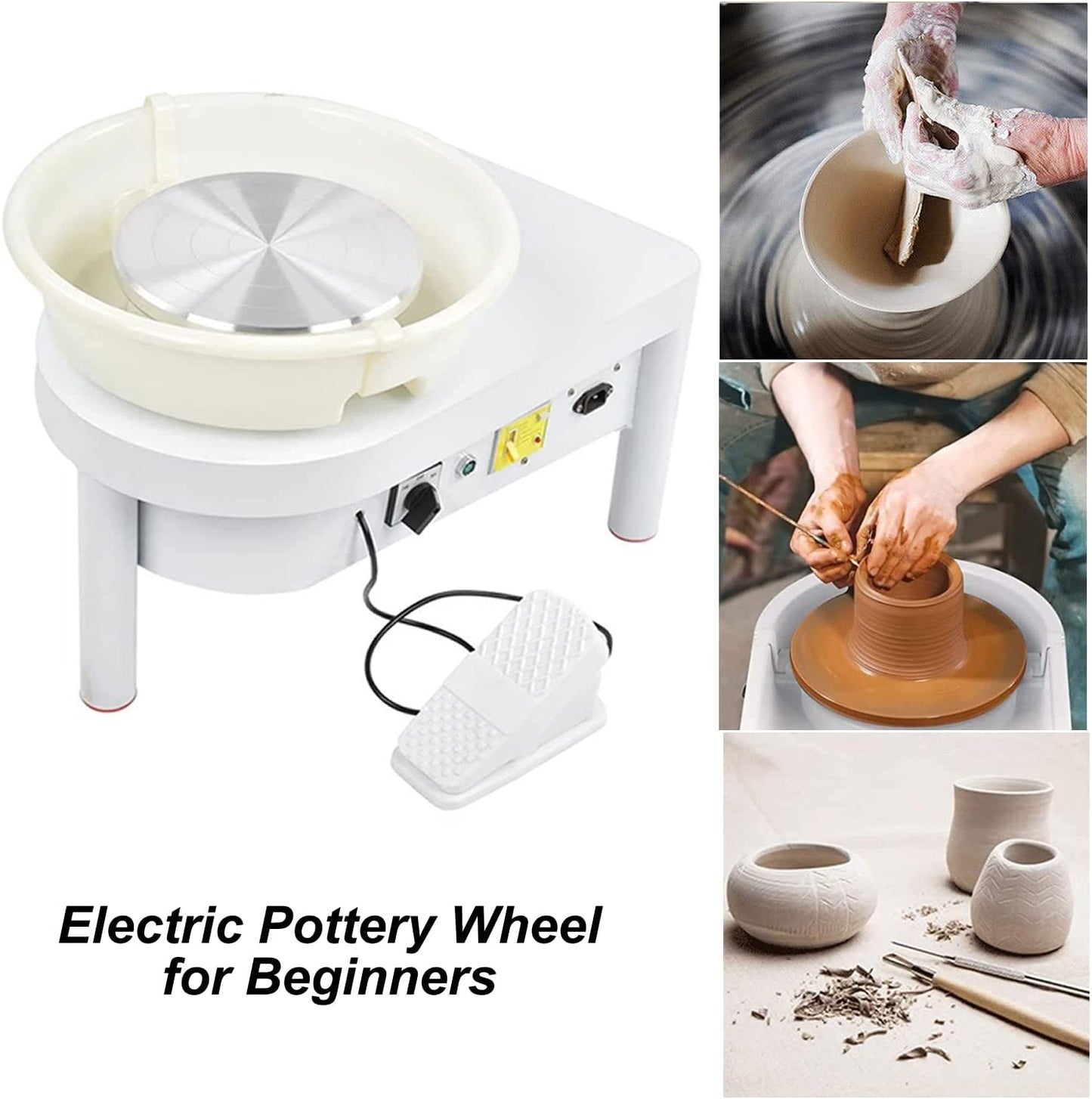 25cm Electric Pottery Wheel 350W Motor with Foot Pedal and Detachable Basin DEMO