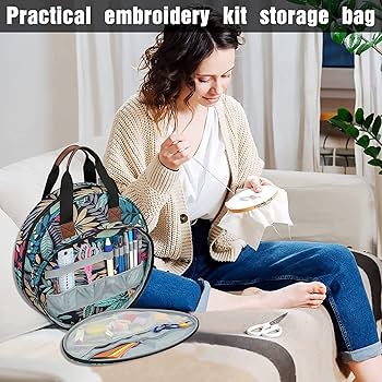 Craft Stationery Circle Embroidery Needlework Storage Bag