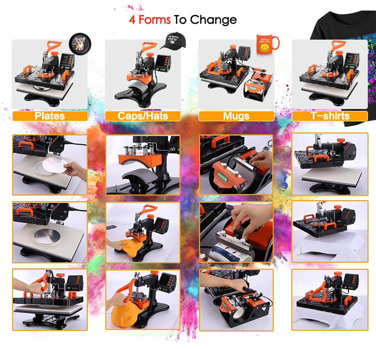FreeSub Sublimation Heat Press Multifunctional Machine Swivel Arm & LCD display P8100