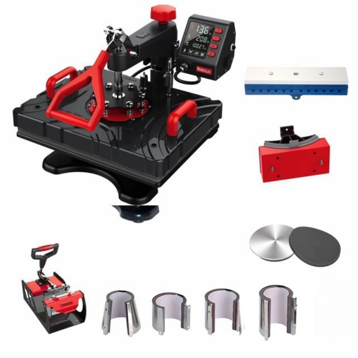 FreeSub Sublimation Heat Press Multifunctional Machine Swivel Arm & LCD display P8100