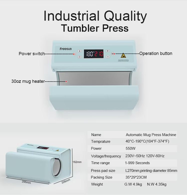 Freesub F300S Automatic Pneumatic Bottle & Mug Sublimation Heat Press Machine