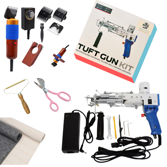 Tufting Kit with KRT2in1 Tufting Gun, Trimmer with Guide, Duckbill Scissor, Lint Remover & Fabric