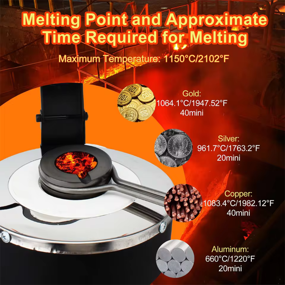 3kg Electric Melting Furnace to melt Gold Silver and Copper