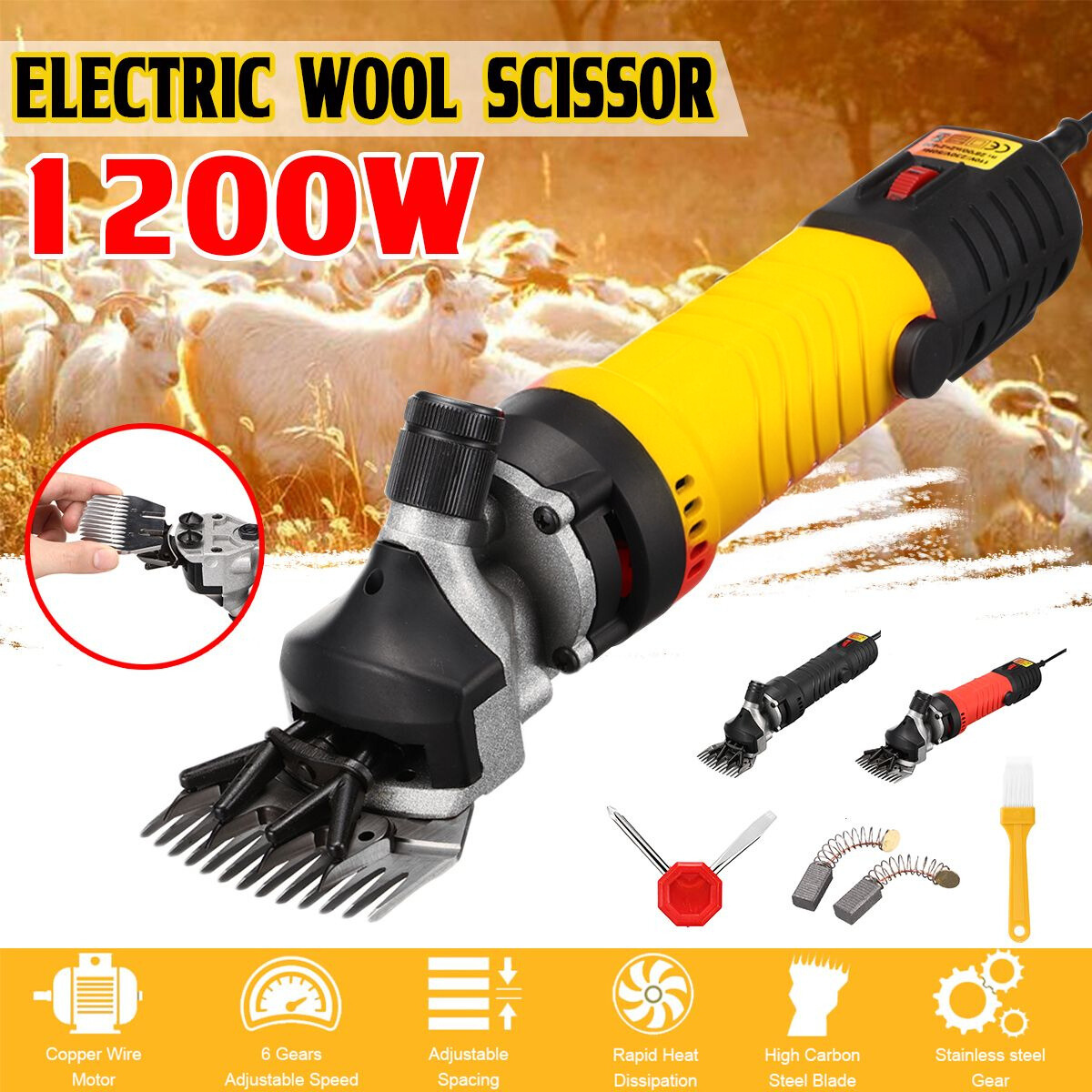 850W Sheep Shears with 13 Teeth, 6 Speeds and 2800rpm/minute includes 100ml oil