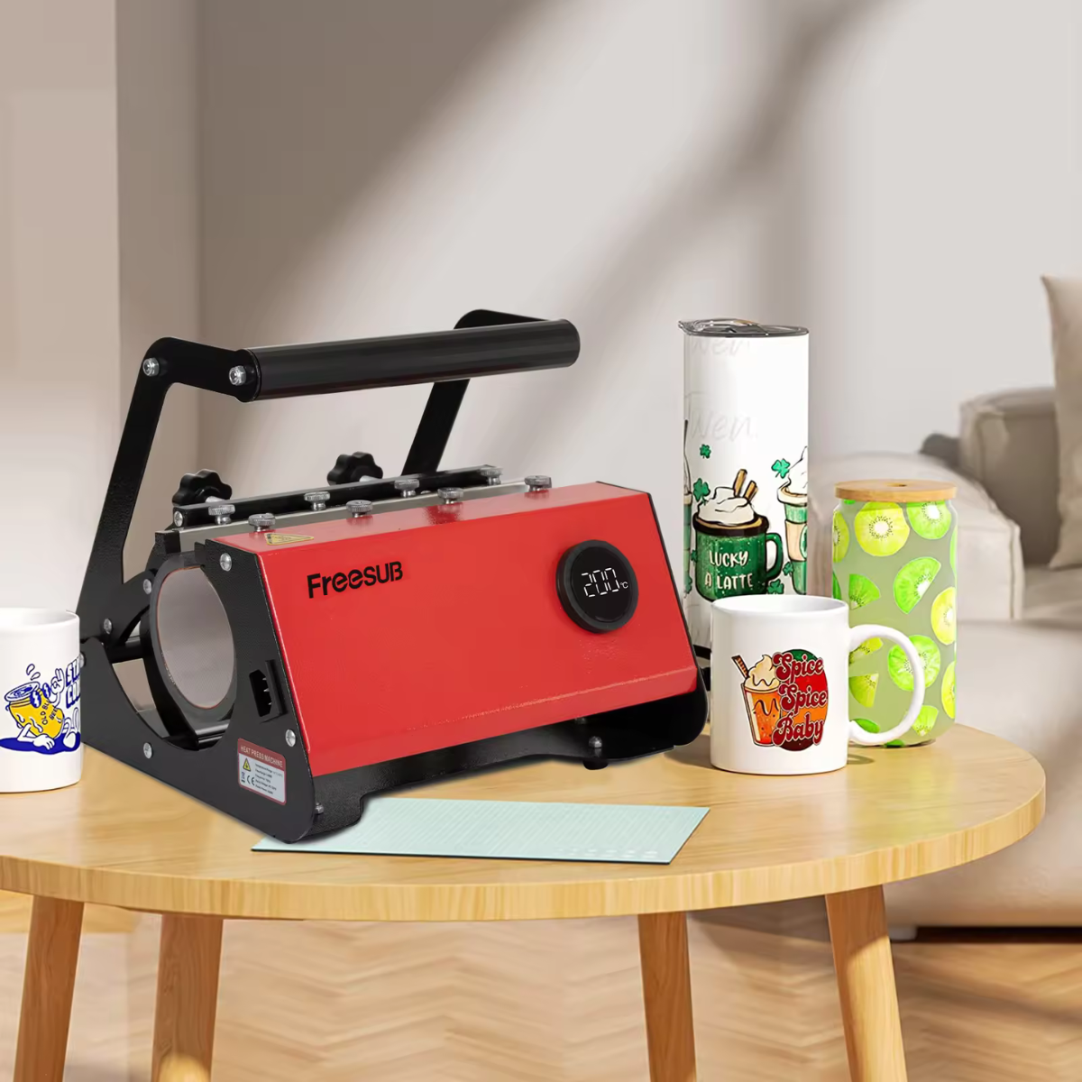 Freesub Heat Transfer Mug & Tumbler Heat Press Machine F270 Red