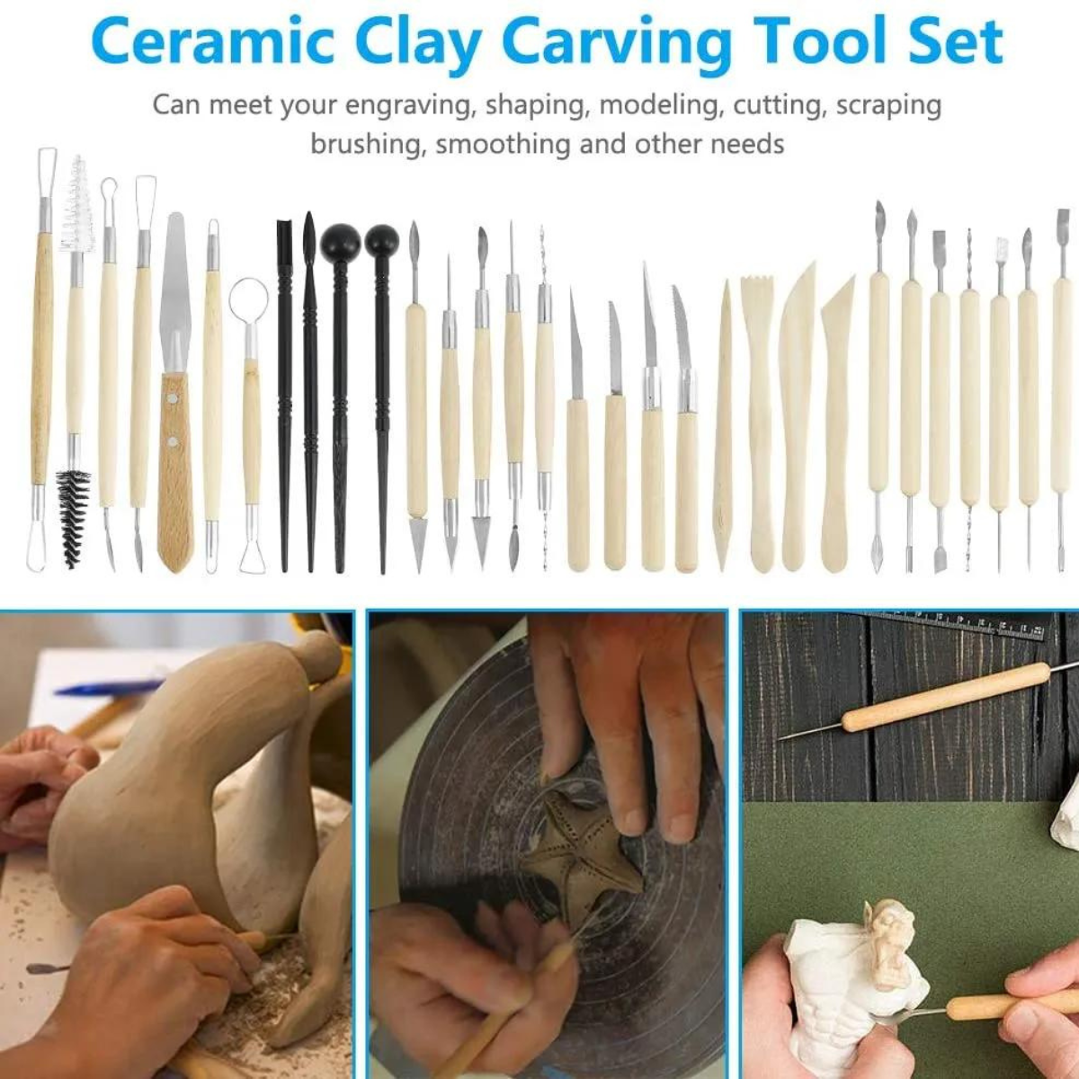 52Pcs Polymer Clay Tools Sculpting Tools Pottery Carving kit