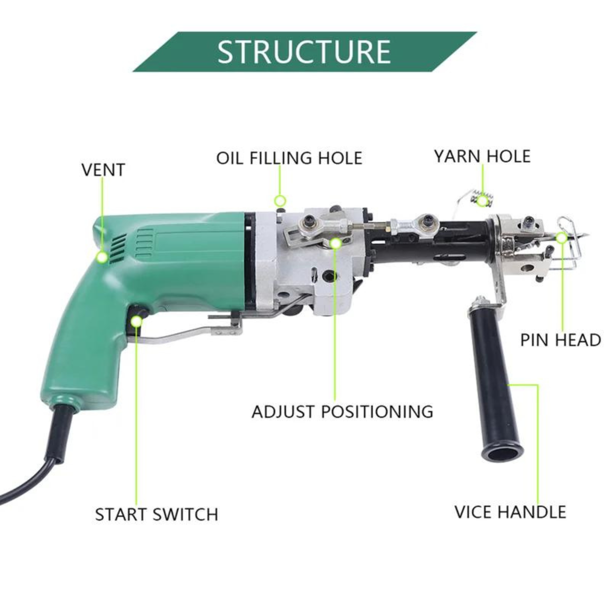 ZQ-II Professional Cut- and Loop-Pile Tufting Gun DEMO