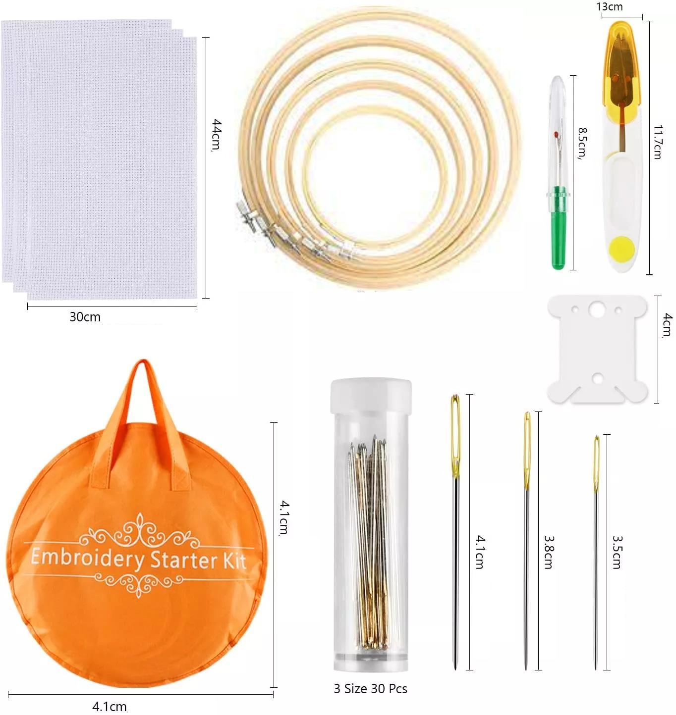 Embroidery Starter Kit in a Beautiful Embroidery Bag with 203 Pieces
