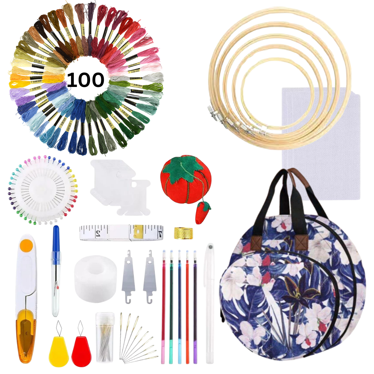 Embroidery Starter Kit in a Beautiful Embroidery Bag with 203 Pieces