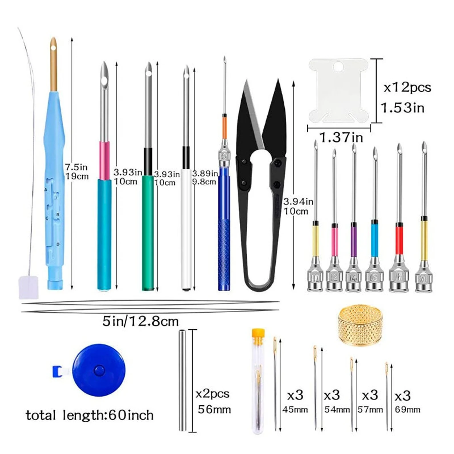 156 pce Punch Needle Kit Accessory Tools Embroidery Threads Cross Stitch