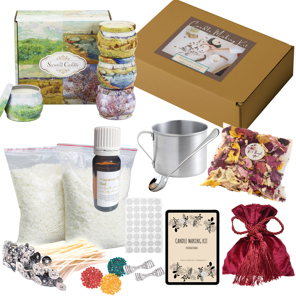 Hand Crafted Soy Wax Candle Making Kits - Bohemian, Floral, Inspiration, Orchard, Christmas & Nature