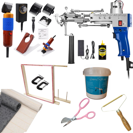 TuftingKit -KRT-2in1 HFA Tufting Gun, Trimmer & Guide, Frame, Glue, Fabric & Maintenance Oil