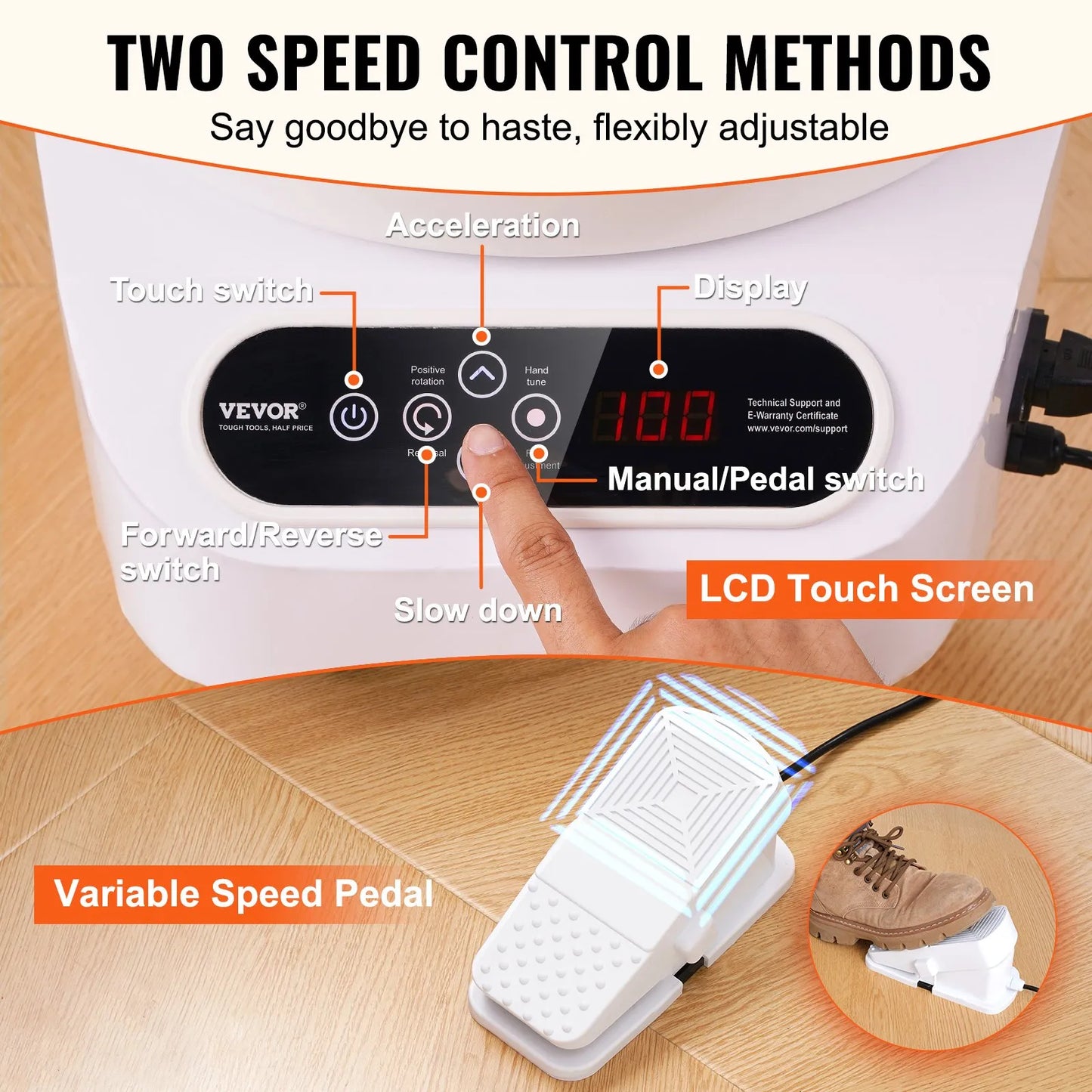 28cm Pottery Machine, 450W Electric Wheel for Pottery with Foot Pedal and LCD Touch Screen, Direct Drive Ceramic Wheel with 3 Support Legs