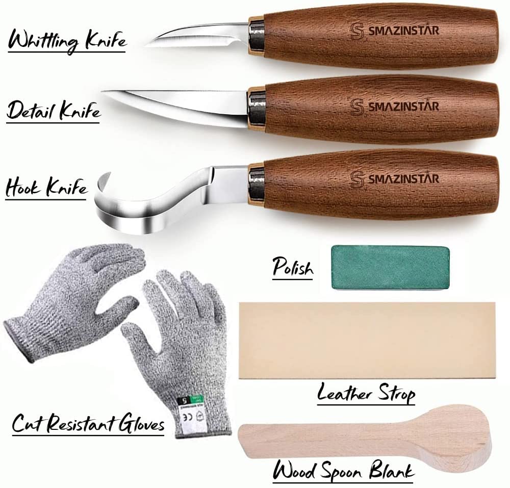 8 Piece Wood Whittling Kit - Wood Carving Kit
