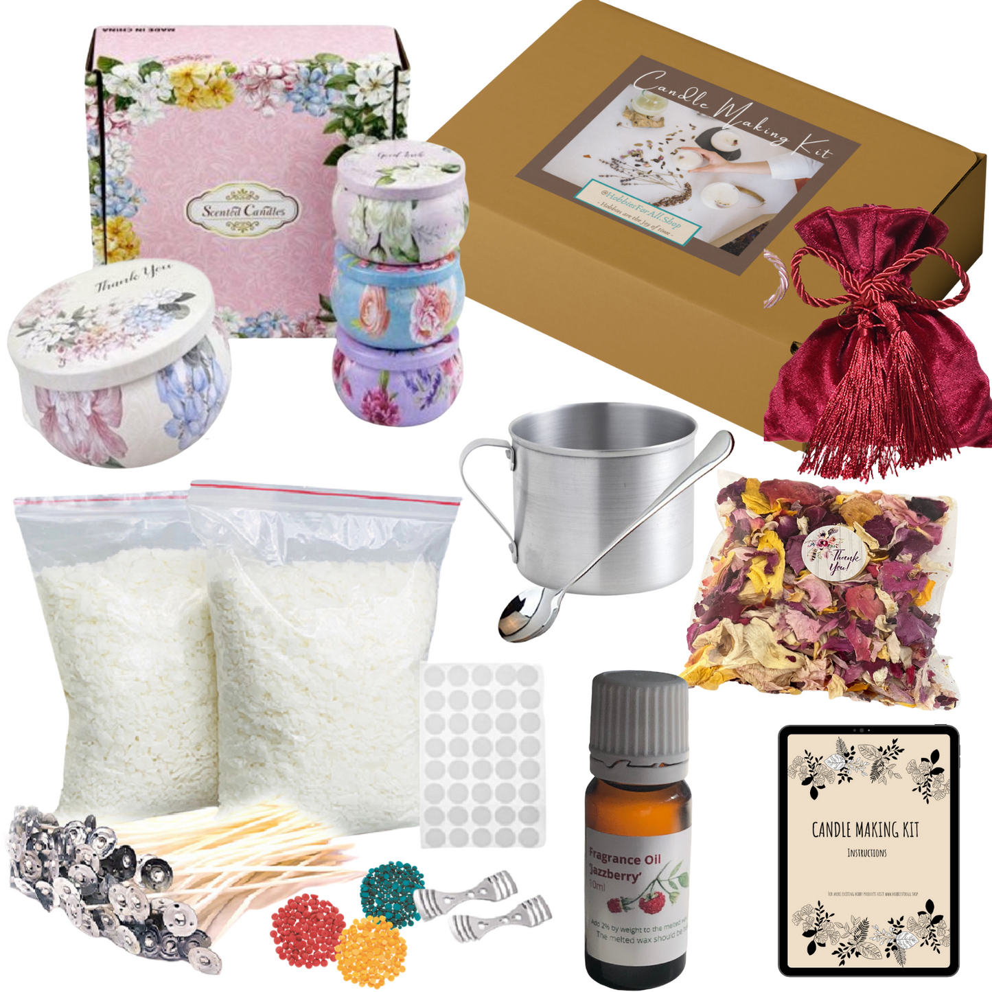 Hand Crafted Soy Wax Candle Making Kits - Bohemian, Floral, Inspiration, Orchard, Christmas & Nature