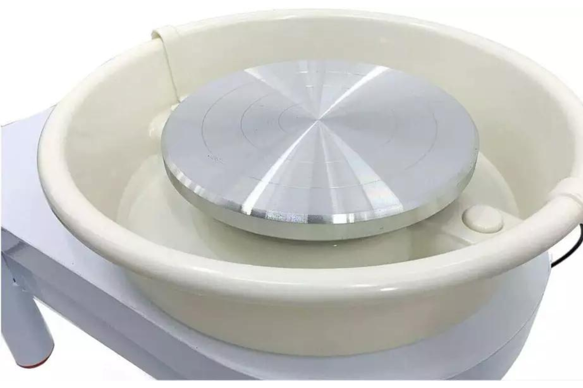 25cm Electric Pottery Wheel 350W White with Liftable Legs and Detachable Basin