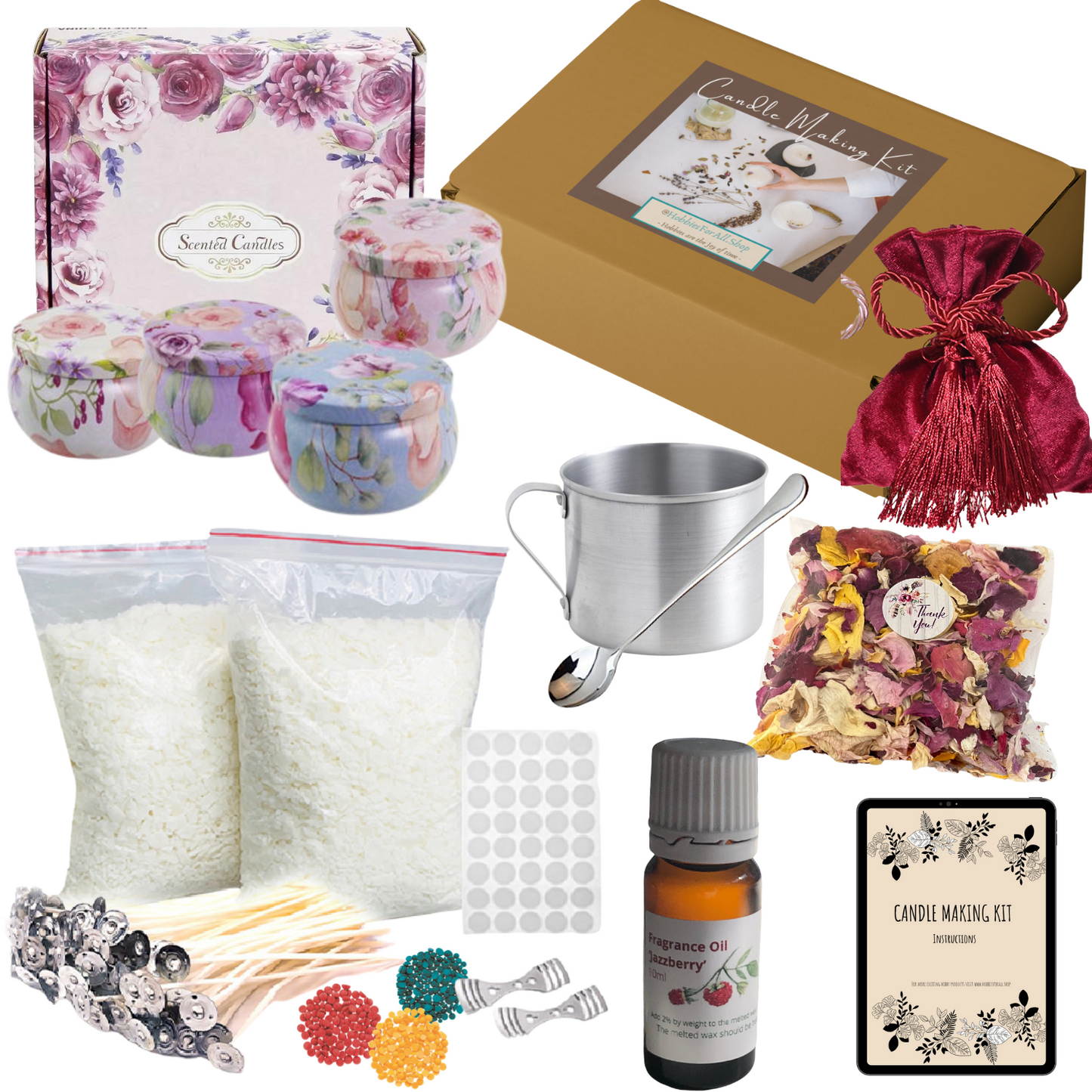 Hand Crafted Soy Wax Candle Making Kits - Bohemian, Floral, Inspiration, Orchard, Christmas & Nature
