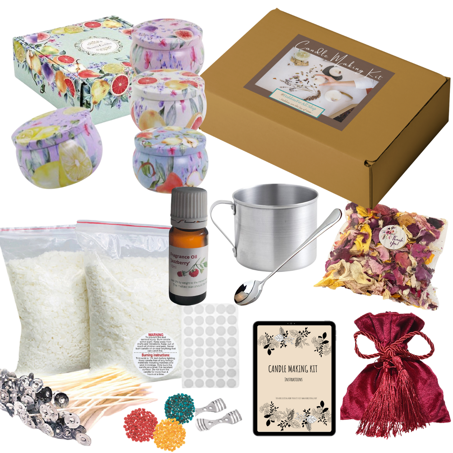 Hand Crafted Soy Wax Candle Making Kits - Bohemian, Floral, Inspiration, Orchard, Christmas & Nature