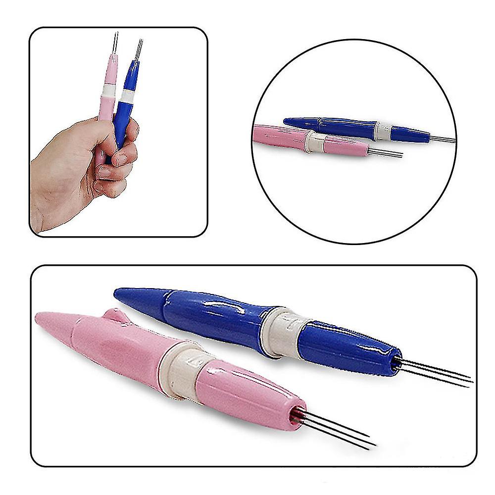 2 x Needle Felting Perforator Pen Tools with 3 Needles - Pink