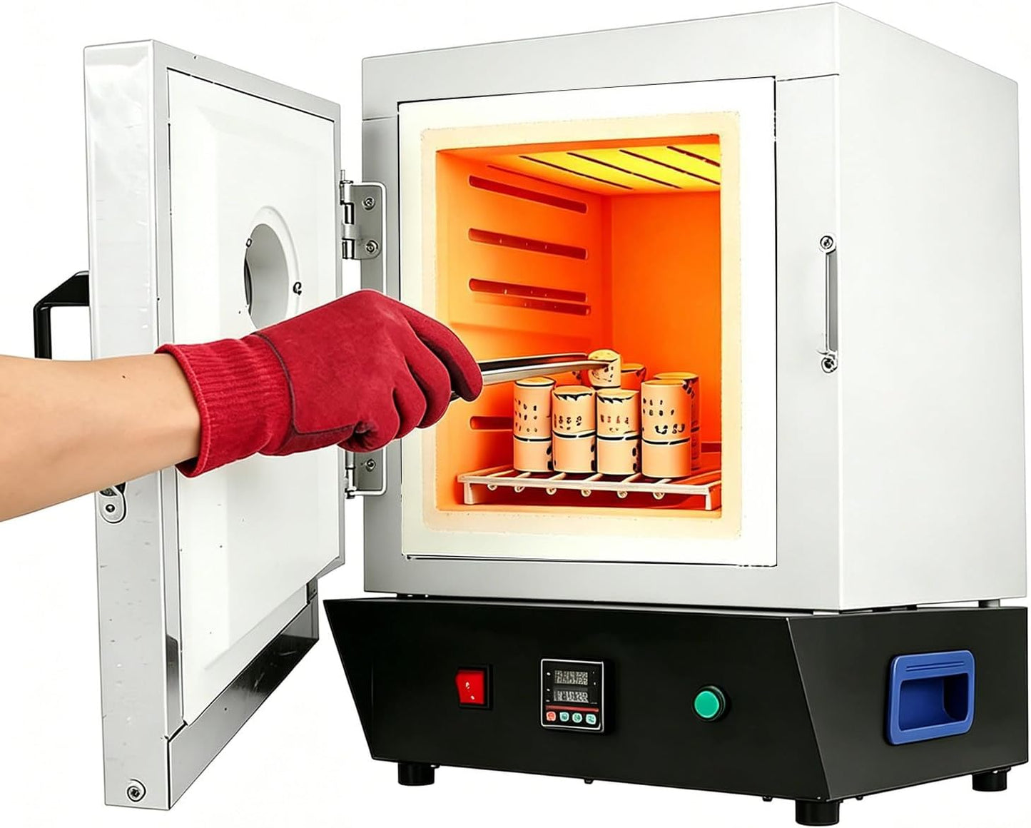 1150HFA Jewelry Casting Muffle Furnace 1500W °C Electric High Temp Control With View Window & Steel Bell