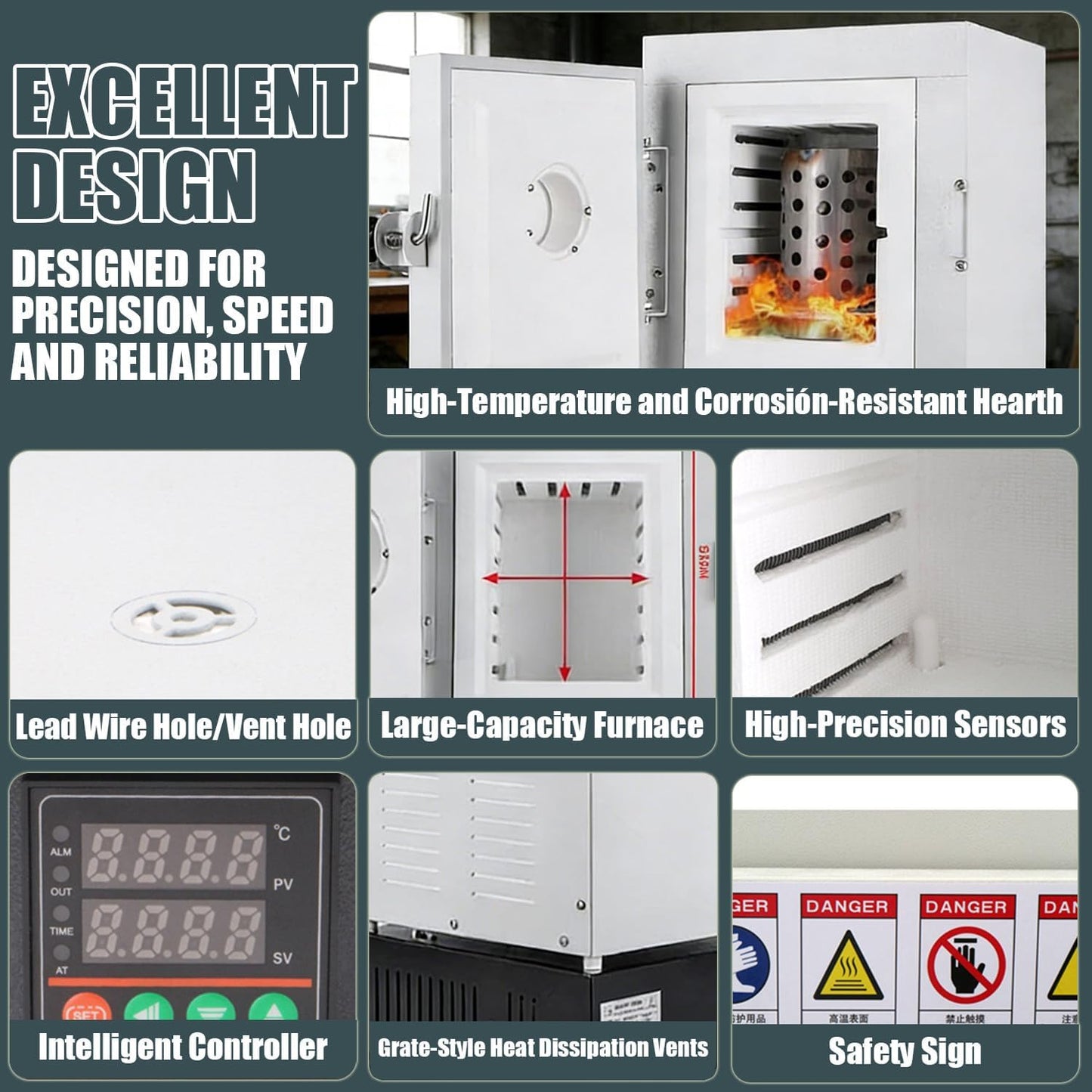 1150HFA Jewelry Casting Muffle Furnace 1500W °C Electric High Temp Control With View Window & Steel Bell