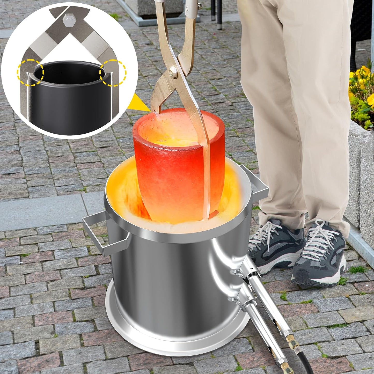 25KG Large Propane Melting Furnace Kit, 2500°F Stainless Steel | Foundry Furnace for Gold, Silver, Copper, Ideal for DIY Metal Casting, Metal Scrap Recycle and Home Foundry Project