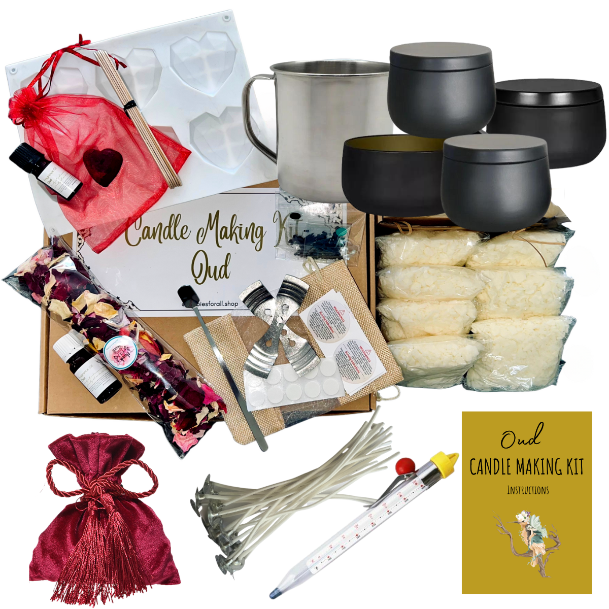 Designer Soy Wax Candle Making Kit with Oud Fragrance