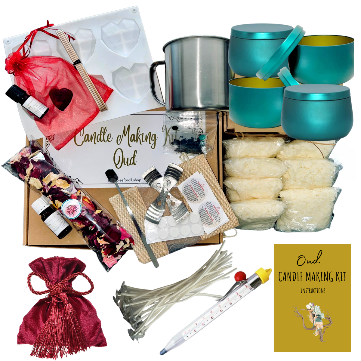 Designer Soy Wax Candle Making Kit with Oud Fragrance