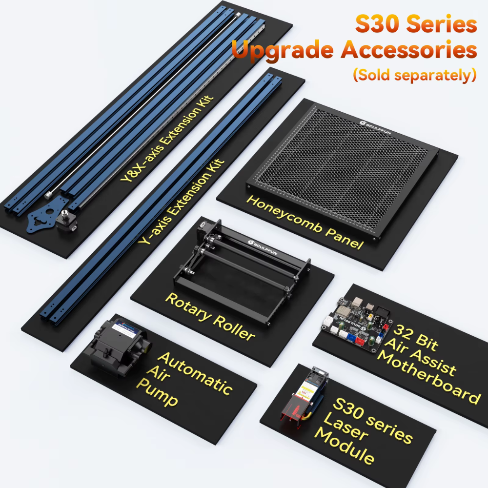 SCULPFUN S30 Pro 10W Laser Engraving & Cutting Machine with Automatic Air Assist – High Precision DIY Engraver