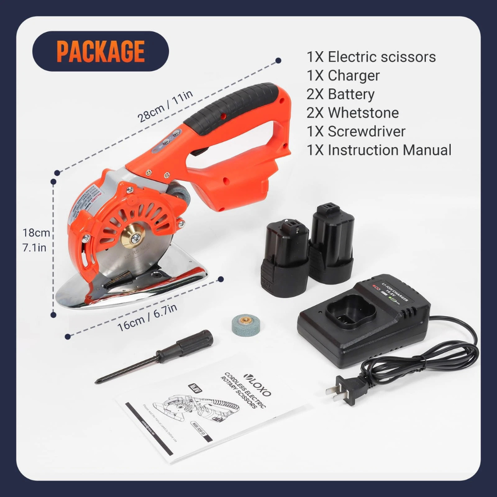 Vloxo Cordless Electric Direct Drive Rotary scissors with Rechargeable battery