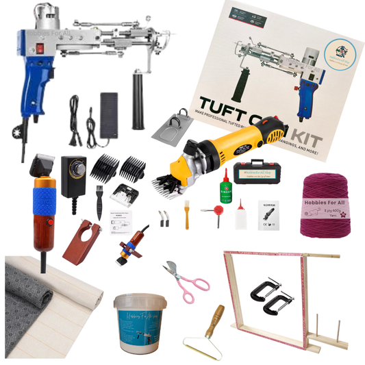 Hobbies For All Ultimate Tufting Kit - KRT 2IN1 Tufting Gun, Sheep Shear with Guide, Frame, Yarn & Tools