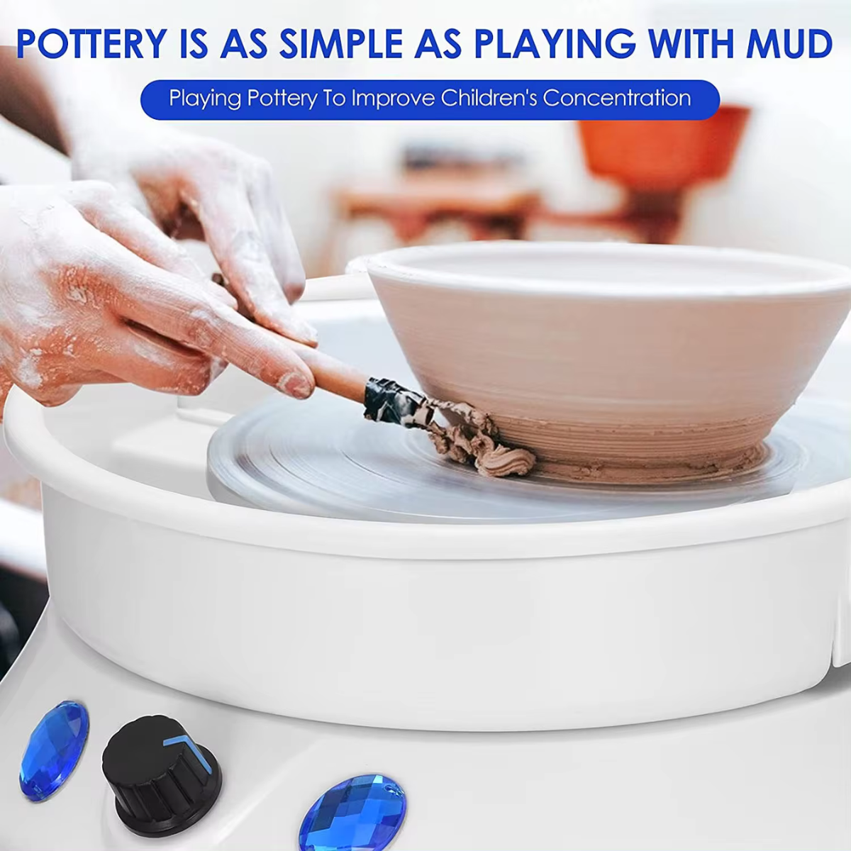 Electric Pottery Wheel  Ceramic Work Clay Art Craft Machine 110V 15cm Turntable