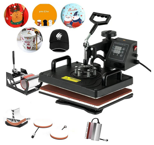 Combo Sublimation Heat Press Machine with Pressure Scale Display 10in1
