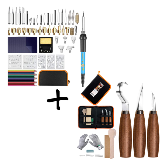 Ultimate Wood Sculpting Kit - Whittling kit plus Wood Burning Kit in one