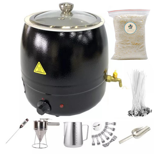 Candle Wax Melting Pot Kit with 5 Stainless Steel Accessories, 500g Soy Wax and 50 Wicks Included