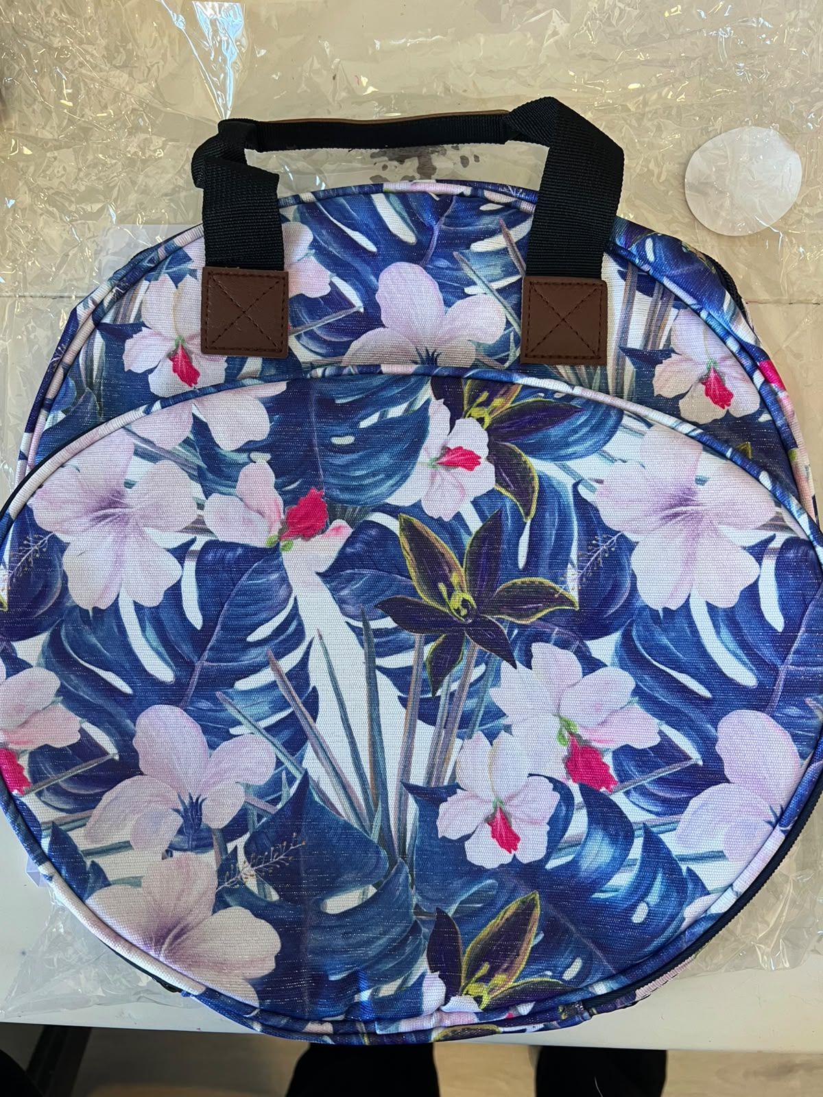 Craft Stationery Circle Embroidery Needlework Storage Bag blue