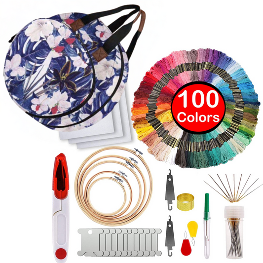 Embroidery Starter Kit in a Beautiful Embroidery Bag with 203 Pieces