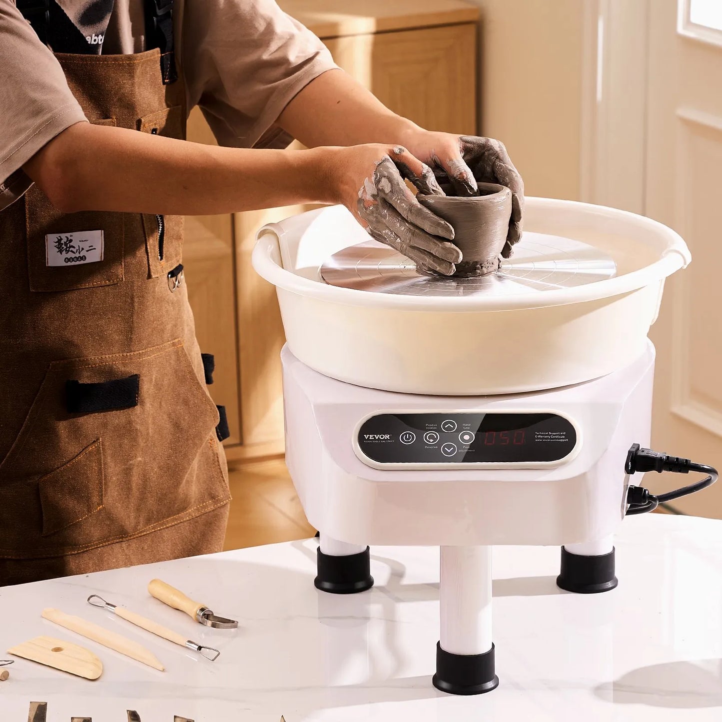 28cm Pottery Machine, 450W Electric Wheel for Pottery with Foot Pedal and LCD Touch Screen, Direct Drive Ceramic Wheel with 3 Support Legs