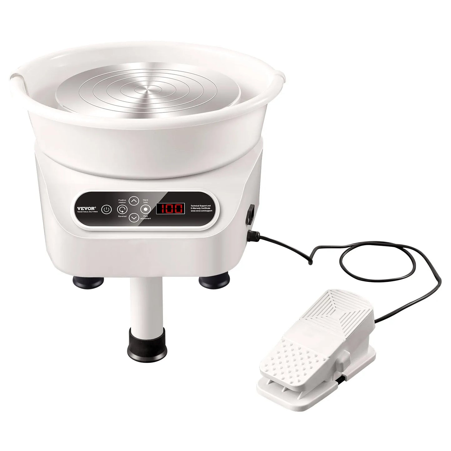 28cm Pottery Machine, 450W Electric Wheel for Pottery with Foot Pedal and LCD Touch Screen, Direct Drive Ceramic Wheel with 3 Support Legs