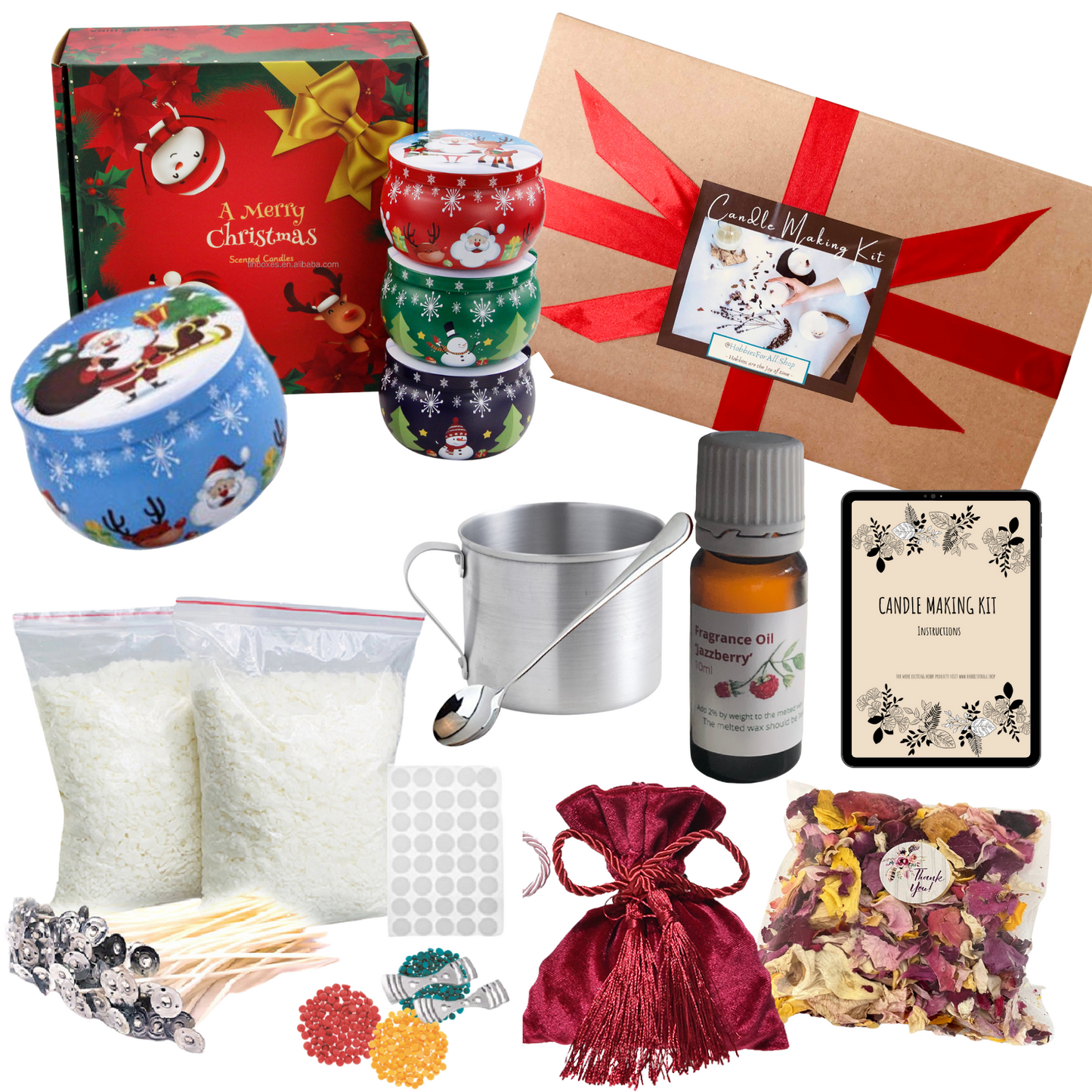 Hand Crafted Soy Wax Candle Making Kits - Bohemian, Floral, Inspiration, Orchard, Christmas & Nature