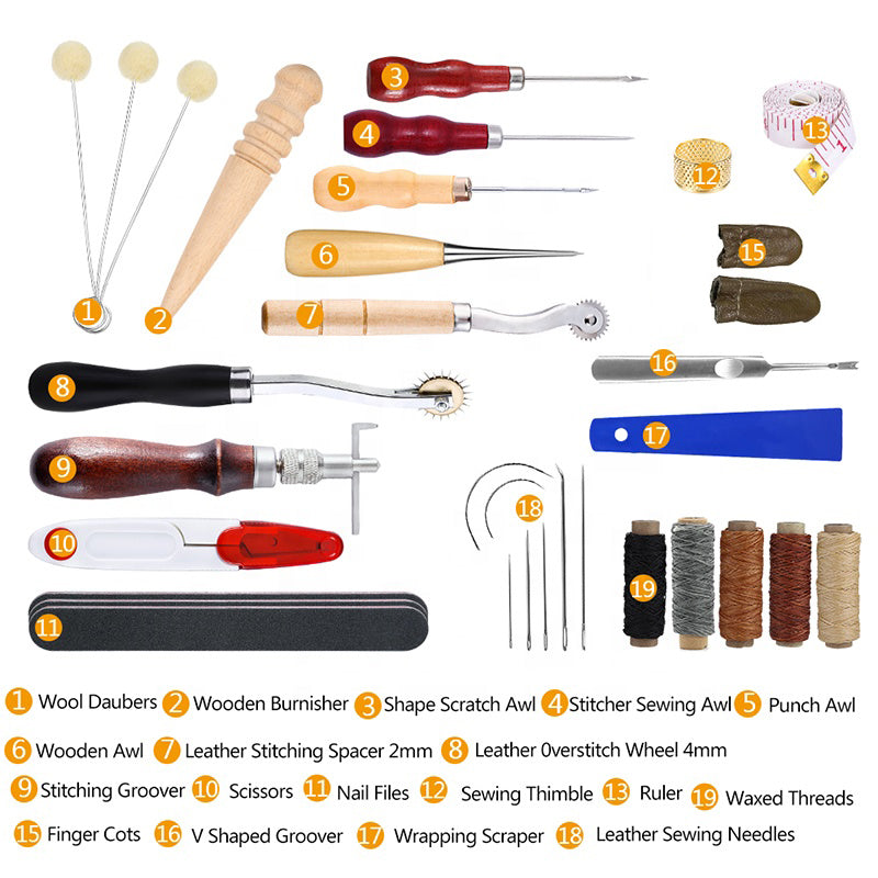 Practical Leather Craft Tool Kit with 31 Quality Pieces